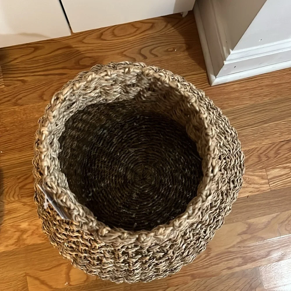 Anthropologie Woven Wicker Vase Beige NWT